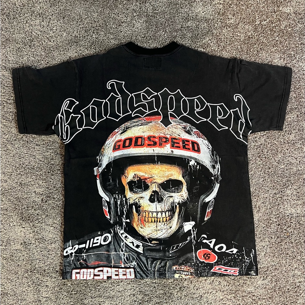 Black Godspeed Skull Tee Short Sleeve